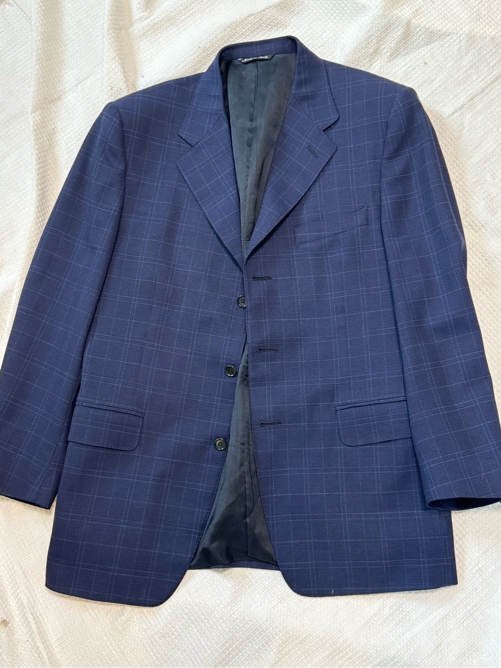 Canali made in Italy Men's Navy Windowpane Blazer - Classic Tailored Style